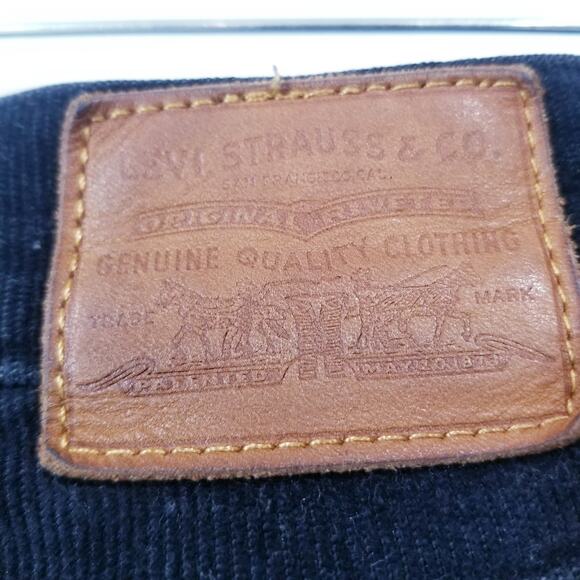 Levi's Premium Big E Wedgie Straight Black Corduroy Pants Button Fly - Picture 5 of 15